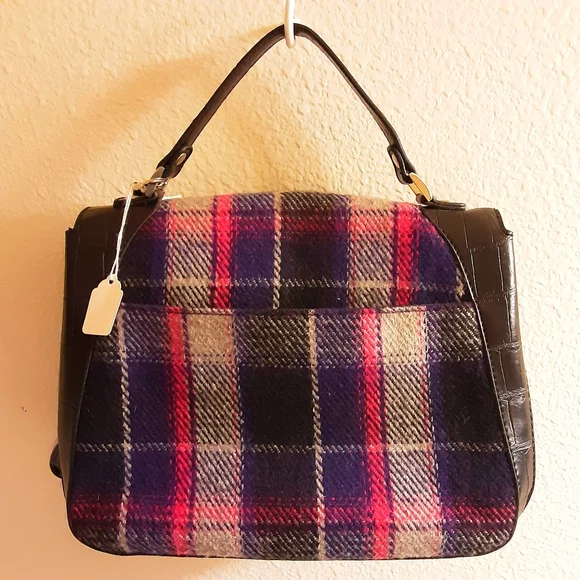 Relic By Fossil Purple Pink Plaid Shoulder & Hand Bag NWOT - Picture 15 of 16